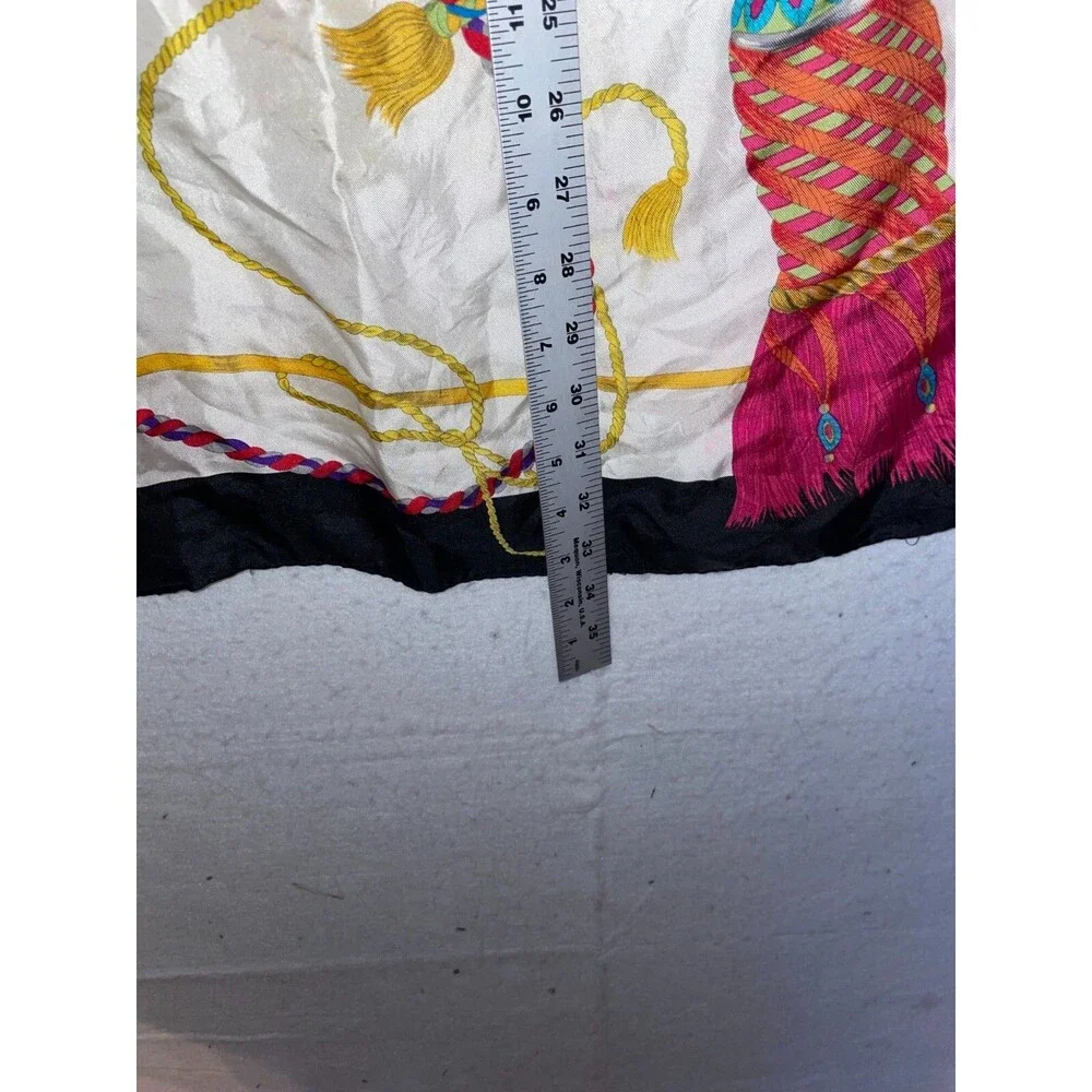 Stunning vintage echo silk scarf Colorful Exotic Tassel pattern 34x34